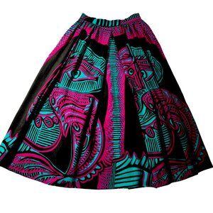 Vintage ‘Agatha Brown’ Italian Wool Vibrant Tribal Print Maxi Skirt Size 4